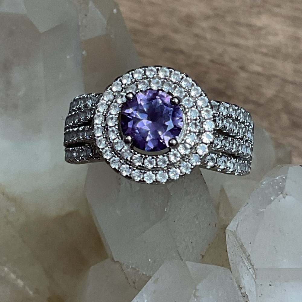 Purple Sapphire .925 Silver Ring 7